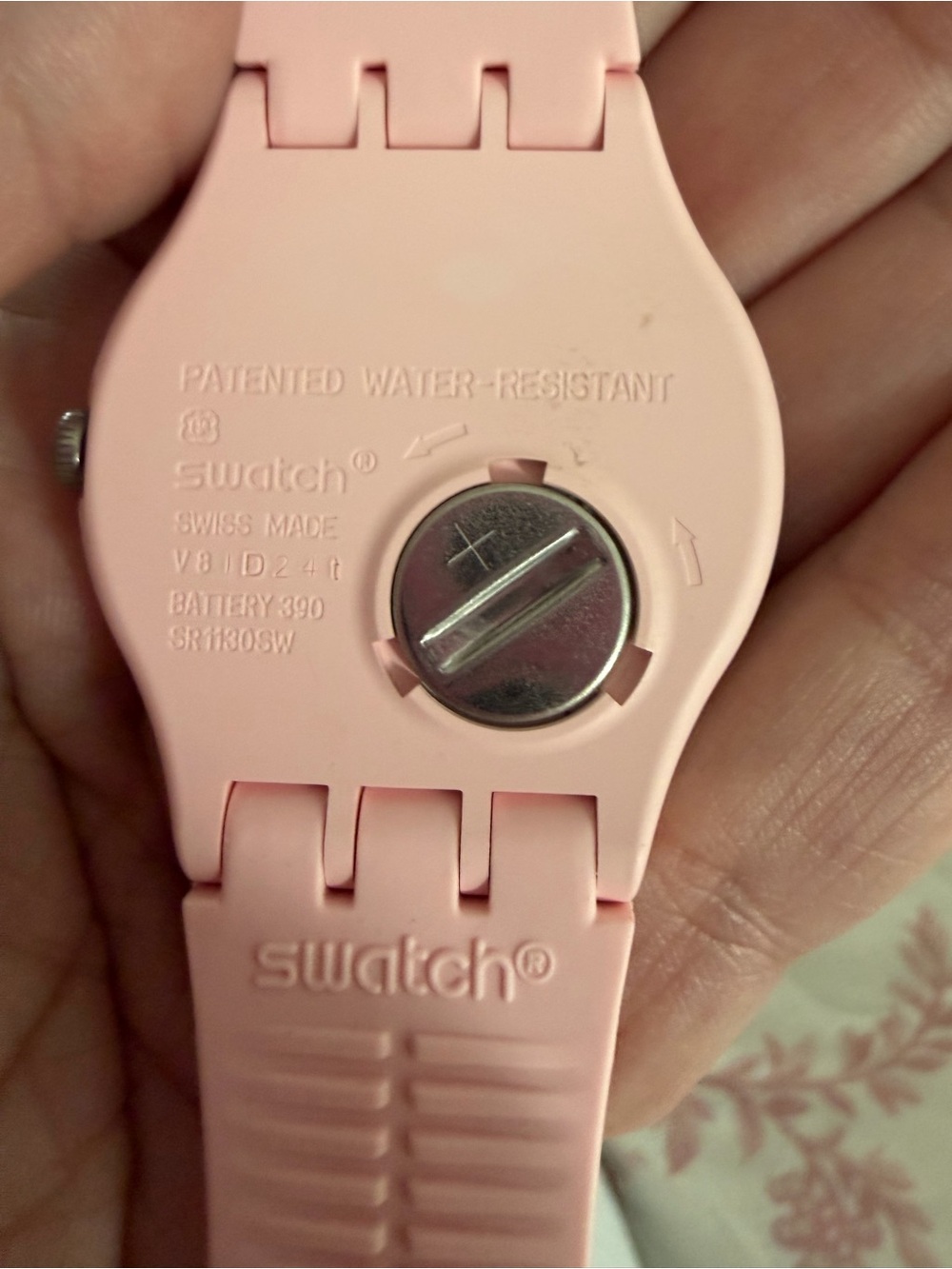 Swatch Pink Transparent Dial Silicone Strap Watch - Picture 3 of 5